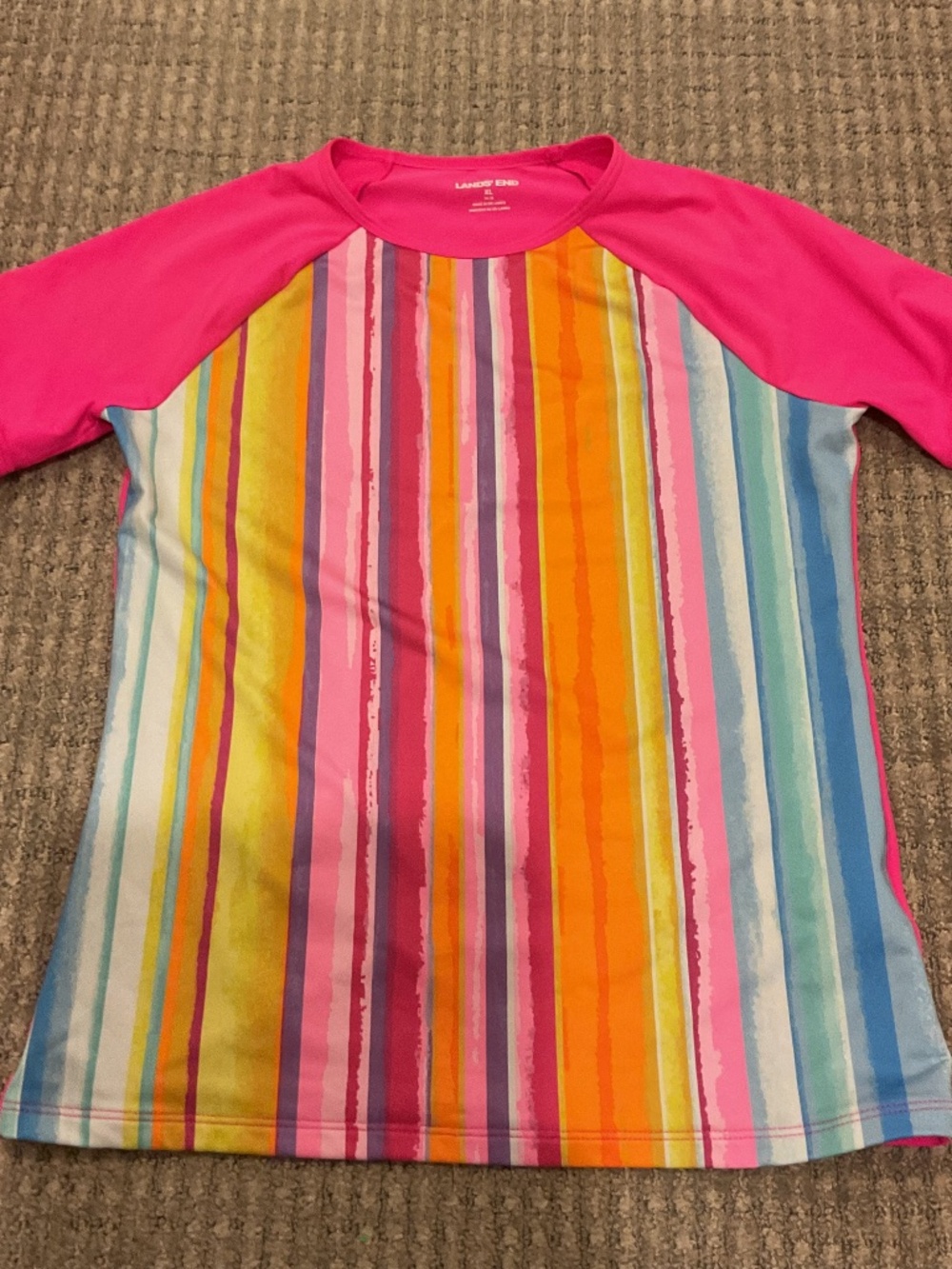 Lands end colorful girls swim rash guard size XL 14/16 beach surf